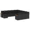 vidaXL 12-delige Loungeset met kussens poly rattan zwart
