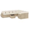 vidaXL 10-delige Loungeset met kussens poly rattan beige
