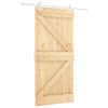 vidaXL Schuifdeur 100 x 210 cm Massief grenenhout Natuurlijk en Wit