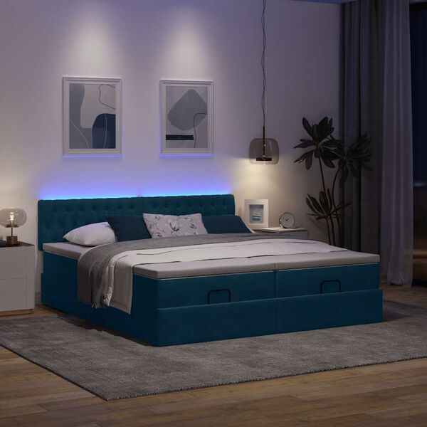 vidaXL Ottoman bed met matrassen en LED's 160x200cm fluweel