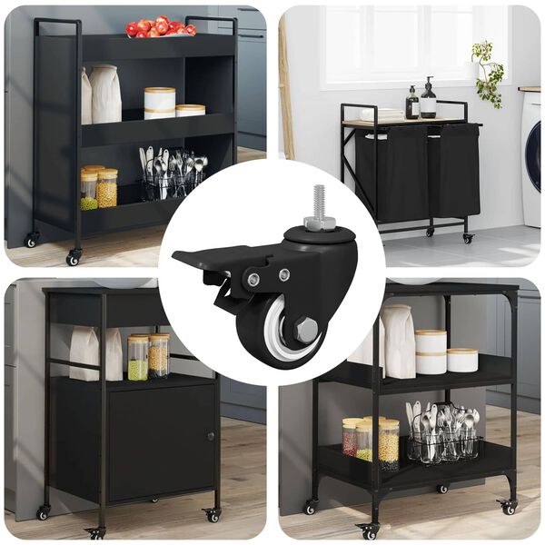 vidaXL Wielen 12 pcs Zwart M6 x 37 mm IJs en nylon