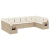 vidaXL 10-delige Loungeset met kussens poly rattan beige