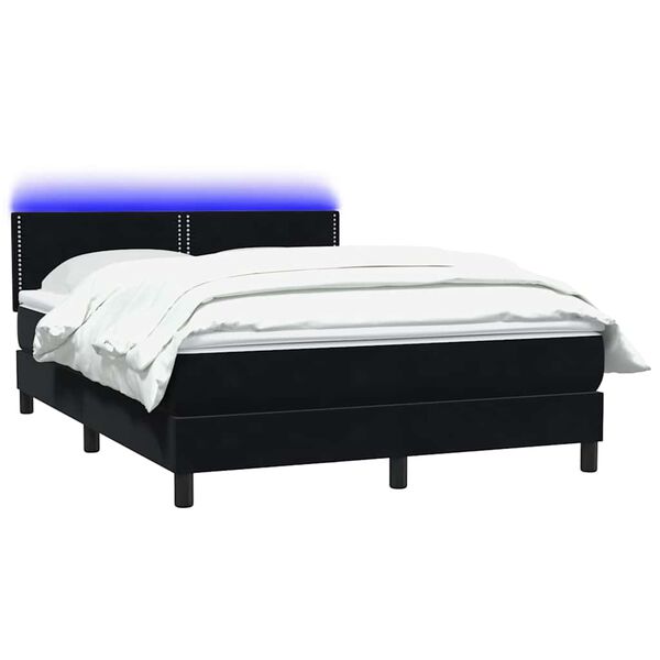 vidaXL Boxspring met matras en LED fluweel zwart 160x220 cm