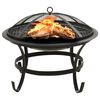 vidaXL Vuurschaal en barbecue 2-in-1 met pook 56x56x49 cm staal