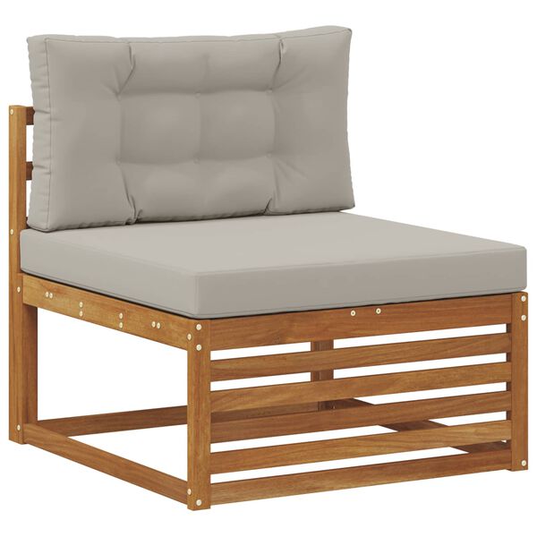 vidaXL Sofa-Sets 6 pcs Natuurlijk en Lichtgrijs Massief Acaciahout