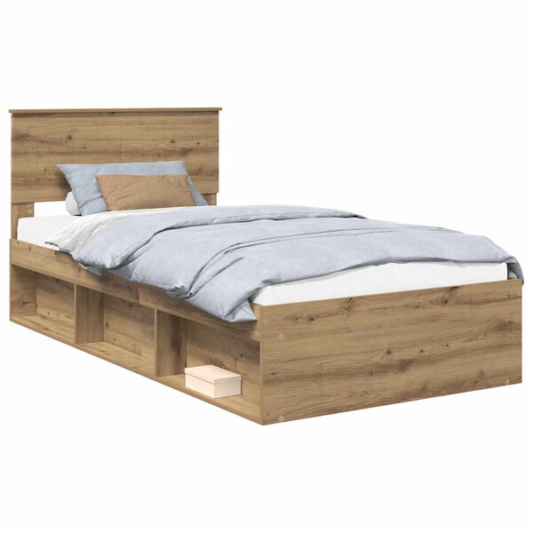 vidaXL Bedframe Ambachtelijk eiken 100 x 200 cm Massief grenenhout