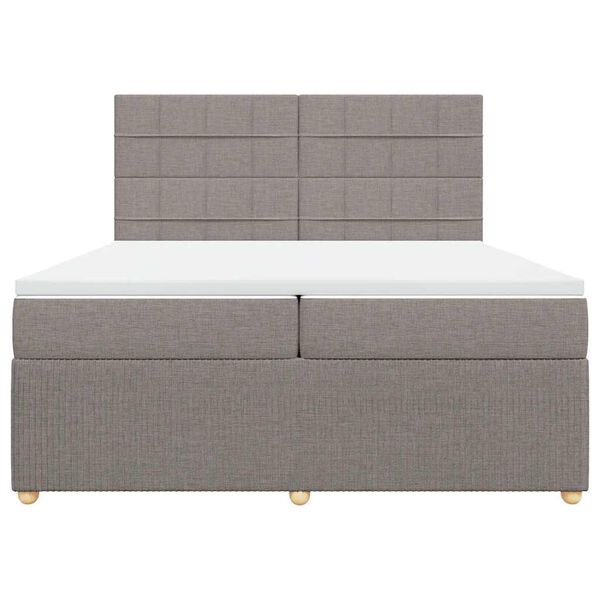 vidaXL Boxspring met matras stof taupe 200x200 cm