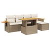 vidaXL 6-delige Loungeset met kussens poly rattan beige