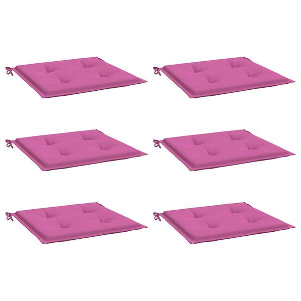 vidaXL Tuinstoelkussens 6 st 40x40x4 cm stof roze
