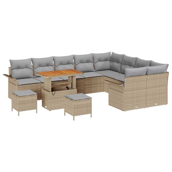 vidaXL Tuin Sofa Set met kussen met opslag 12 pcs Beige en Licht Grijs
