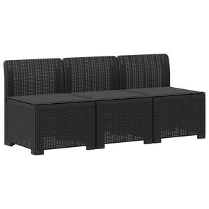 vidaXL 3-zits tuinbank met kussens in rattanlook PP Antraciet