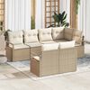 vidaXL Bankstel met kussen 7 pcs Beige poly rattan