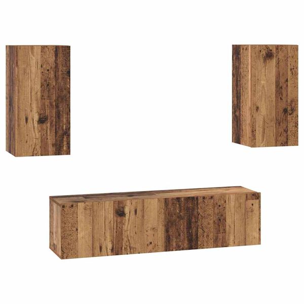 vidaXL Tv-meubelset Wandgemonteerd 4 pcs Oud Hout Bewerkt hout