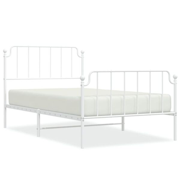 vidaXL Bedframe met hoofd- en voeteneinde&nbsp;metaal wit 107x203 cm