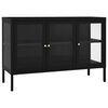 vidaXL Dressoir 105x35x70 cm staal en glas zwart