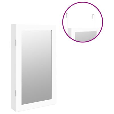 vidaXL Sieradenkast met spiegel en LED wandgemonteerd wit