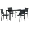 vidaXL Tuin eettafelset 5 st Zwart PE Rattan