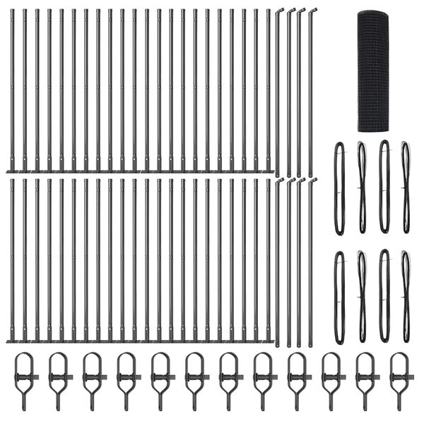 vidaXL Afrasteringspaal Grijs 100 x 1 m (12 x 12 mm gaas) Staal en PVC