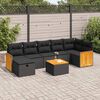vidaXL 8-delige Loungeset met kussens poly rattan zwart