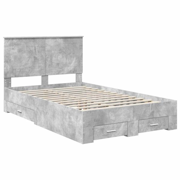 vidaXL Bedframe met hoofdeinde Beton Grijs 120 x 190 cm Bewerkt hout