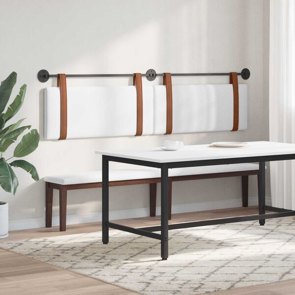 vidaXL Hangend Hoofdeinde Wandgemonteerd Wit 210 x 55 x 5 cm Antiek PU