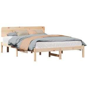 vidaXL Bedframe met hoofdeinde Naturel 160 x 200 cm Massief grenenhout