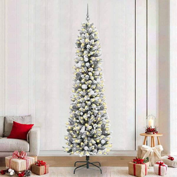 vidaXL Kunstkerstboom met 300 LED Wit 240 cm PVC en Metaal en Plastic