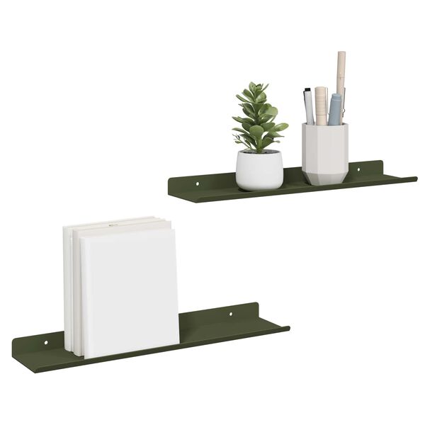 vidaXL Drijvende plank 2 pcs Olijf Groen 40 x 8,5 x 2,5 cm Staal
