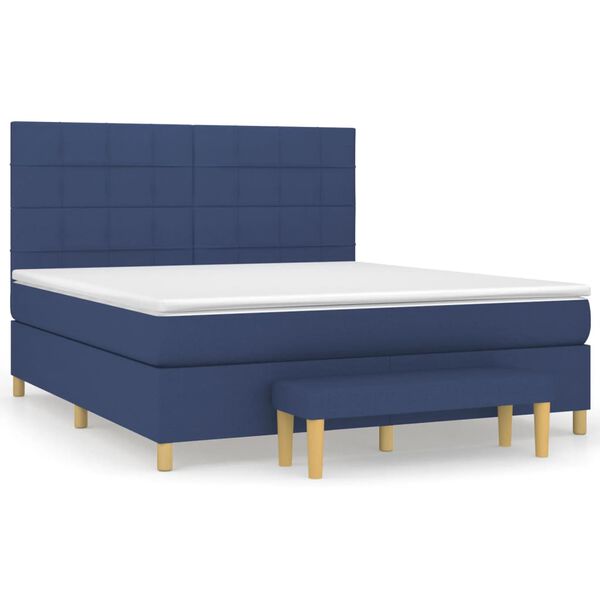 vidaXL Boxspring met matras stof blauw 160x200 cm