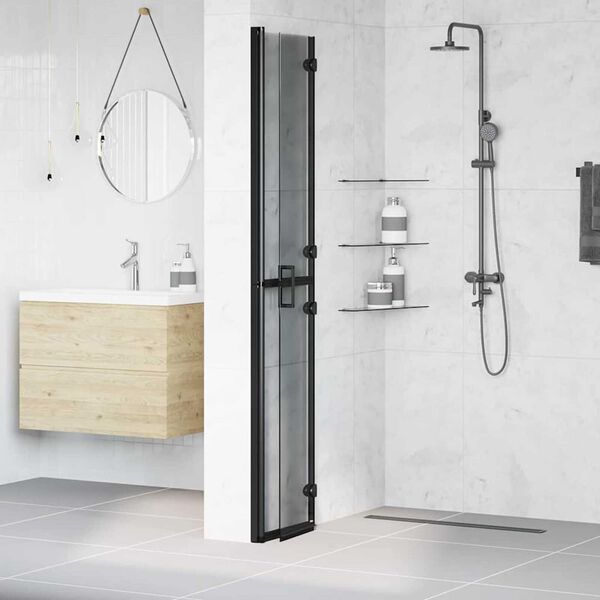 vidaXL Inloop douche wand Zwart en donkertransparant 70 x 190 cm