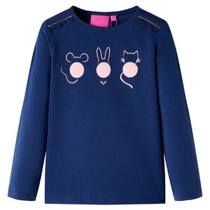 Kindershirt met lange mouwen 116 marineblauw