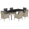 vidaXL 7-delige Tuinset met kussens poly rattan grijs