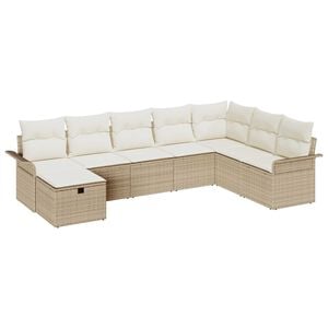 vidaXL Tuin Sofa Set met kussen 8 pcs Beige en Cr&egrave;me poly rattan