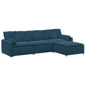 vidaXL Modulaire bank met voetenbank en kussens blauw