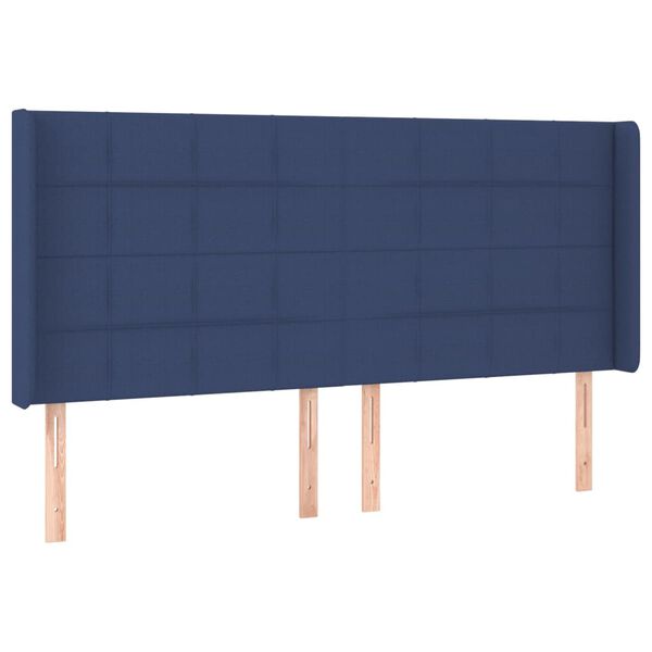 vidaXL Hoofdbord met randen 183x16x118/128 cm stof blauw
