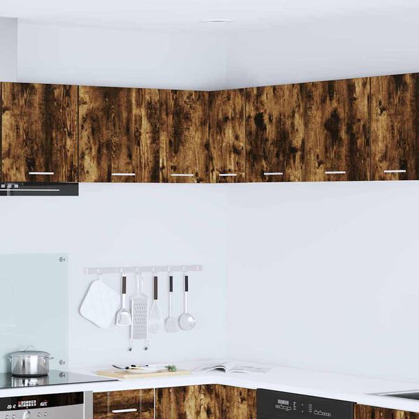 vidaXL Hangkast Gerookte Eik en Wit 57 x 57 x 40 cm Bewerkt hout