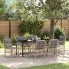vidaXL Tuin eettafelset met kussen 7 pcs Beige poly rattan