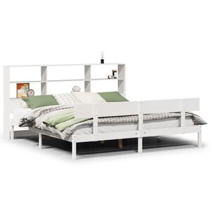 vidaXL Bed met boekenkast zonder matras grenenhout wit 180x200 cm