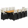 vidaXL 11-delige Bistroset met kussens poly rattan zwart