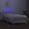 vidaXL Boxspring met matras en LED stof cr&egrave;mekleurig 90x190 cm