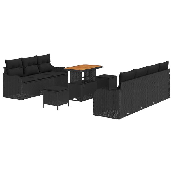 vidaXL Tuin Sofa Set met kussen met opslag met kussen 10 pcs Zwart
