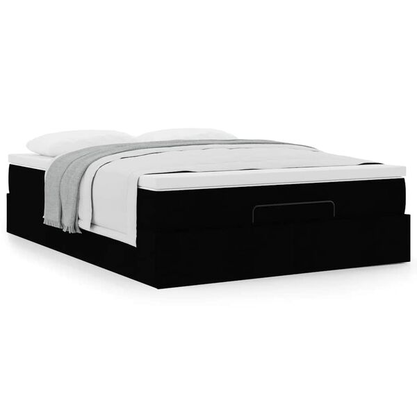 vidaXL Ottoman bed met matras 140x200cm kunstleer zwart