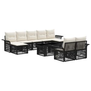 vidaXL Tuinbankenset 10 st Zwart en Cream Wit poly rattan