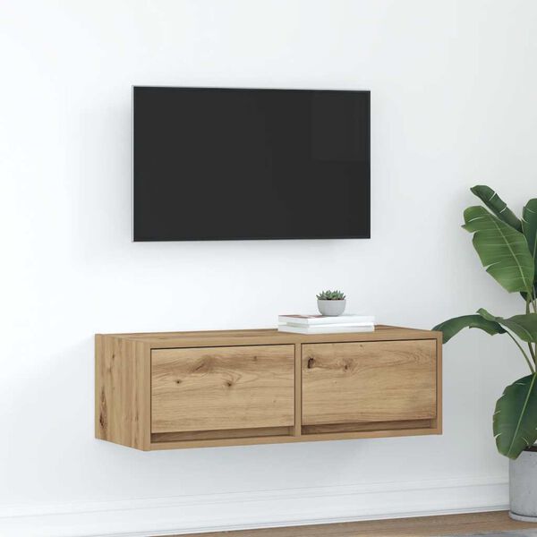 vidaXL Tv-meubel 80x31x25,5 cm bewerkt hout artisanaal eikenkleur