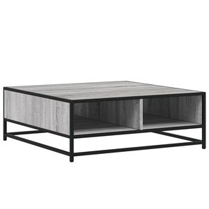 vidaXL Salontafel 80x80x30 cm bewerkt hout en metaal grijs sonoma
