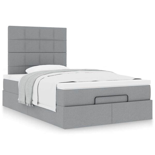 vidaXL Ottoman bed met matras 120x200cm stof lichtgrijs