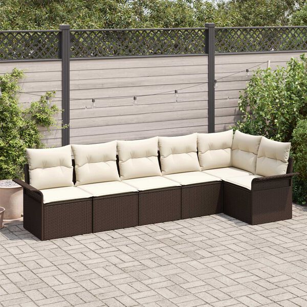 vidaXL Tuin Sofa Set met kussen met opslag 6 pcs Bruin Poly riet