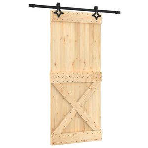 vidaXL Schuifdeur Naturel en Zwart 90 x 210 cm Massief Grenenhout