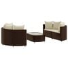 vidaXL 5-delige Loungeset met kussens poly rattan bruin