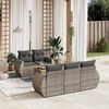 vidaXL 6-delige Loungeset met kussens poly rattan grijs